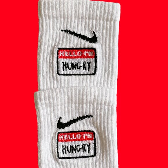 Hello I’m Hungry Embroidered Socks | Customized Socks - Picture 4 of 4